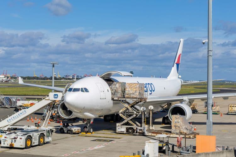 Cargo plane on runway for airfreight services