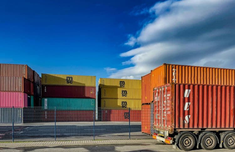 Trucks at harbour for expedition and project forwarding